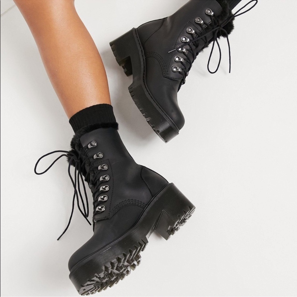 Leona Faux Fur Platform Leather Boots